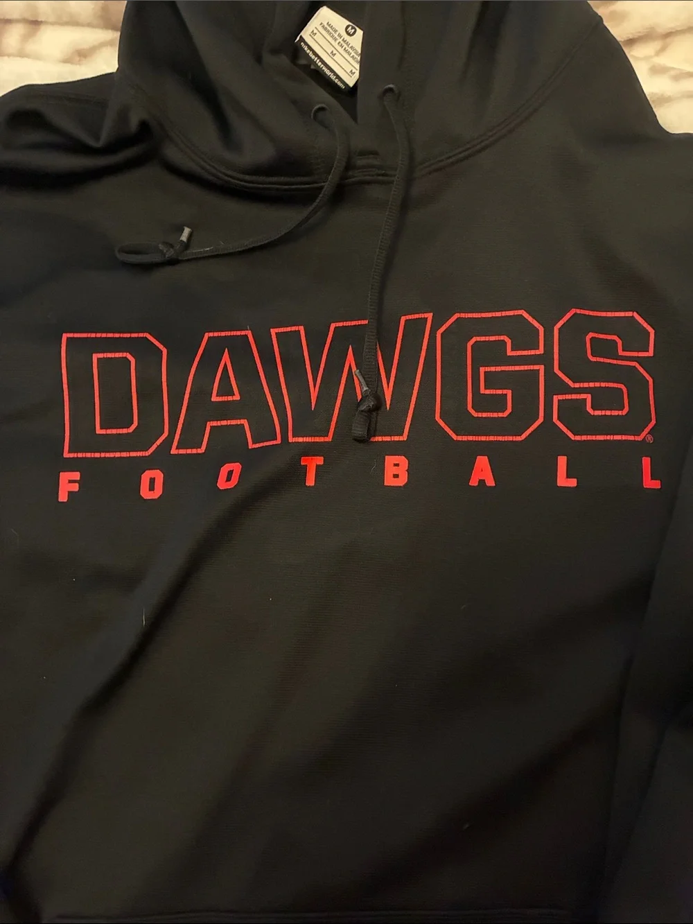 Nike Black Hoodie with Red DAWGS Football Chest Logo
